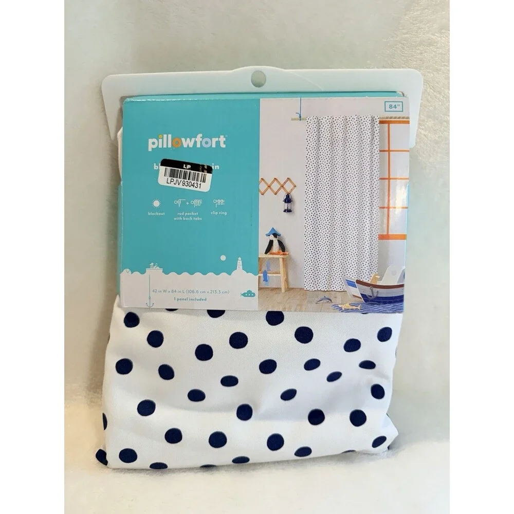 Pillowfort™ Dot Kids Blackout Window Curtain Panel Navy 42